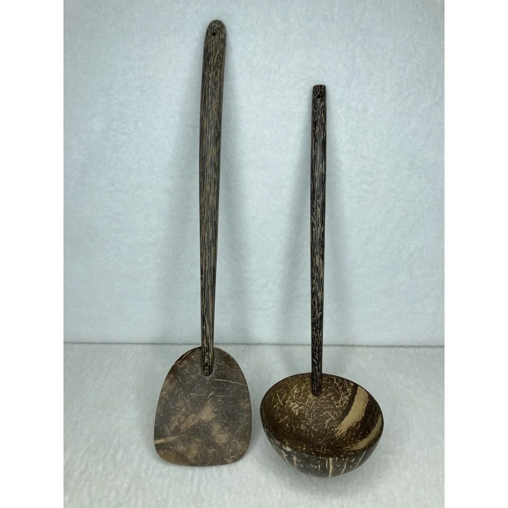 Coconut‎ Shell Salad Utensil Serving Set Spoon Fork 9